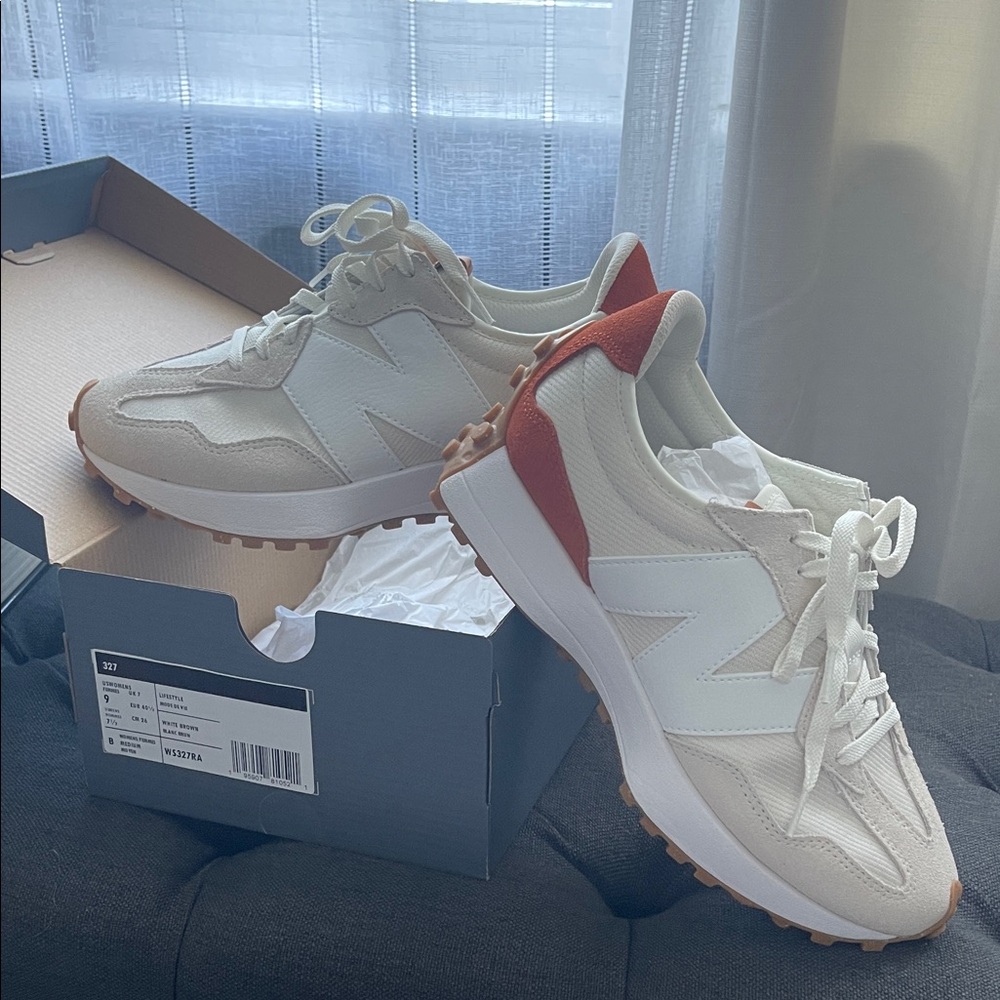 New Balance 327 Cream and Burnt Orange Women's Sneakers